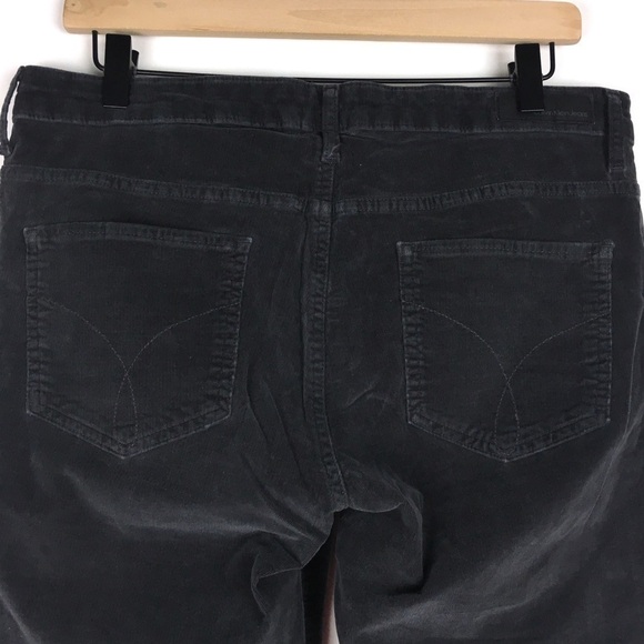 CALVIN KLEIN Pants Corduroy Straight Trousers Grey Charcoal Stretch Plus Size 14 - Picture 5 of 12